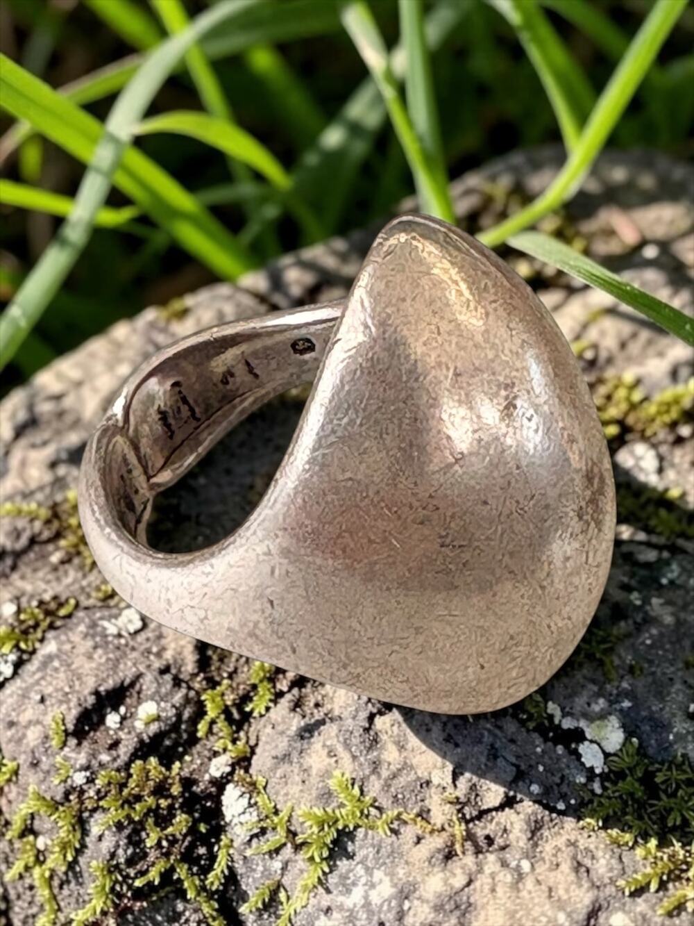 Vintage 925 Sterling Silver Sculptural Dome Statement Ring Organic Pebble Form